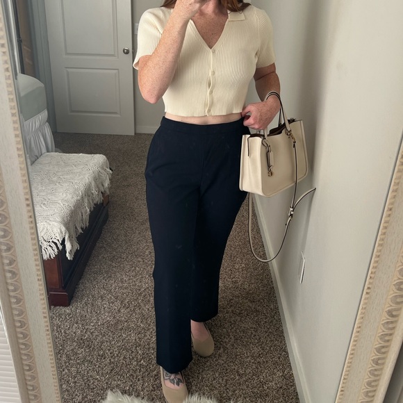 VINTAGE, CLASSIC Navy Pull-on Trousers (high waist, straight leg) - Picture 1 of 5